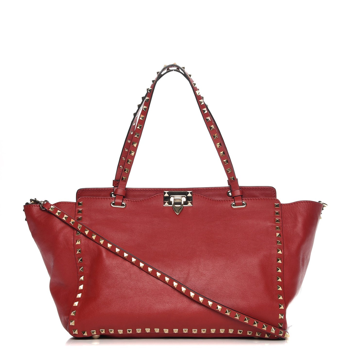 Vitello Medium Rockstud Tote Rosso Valentino