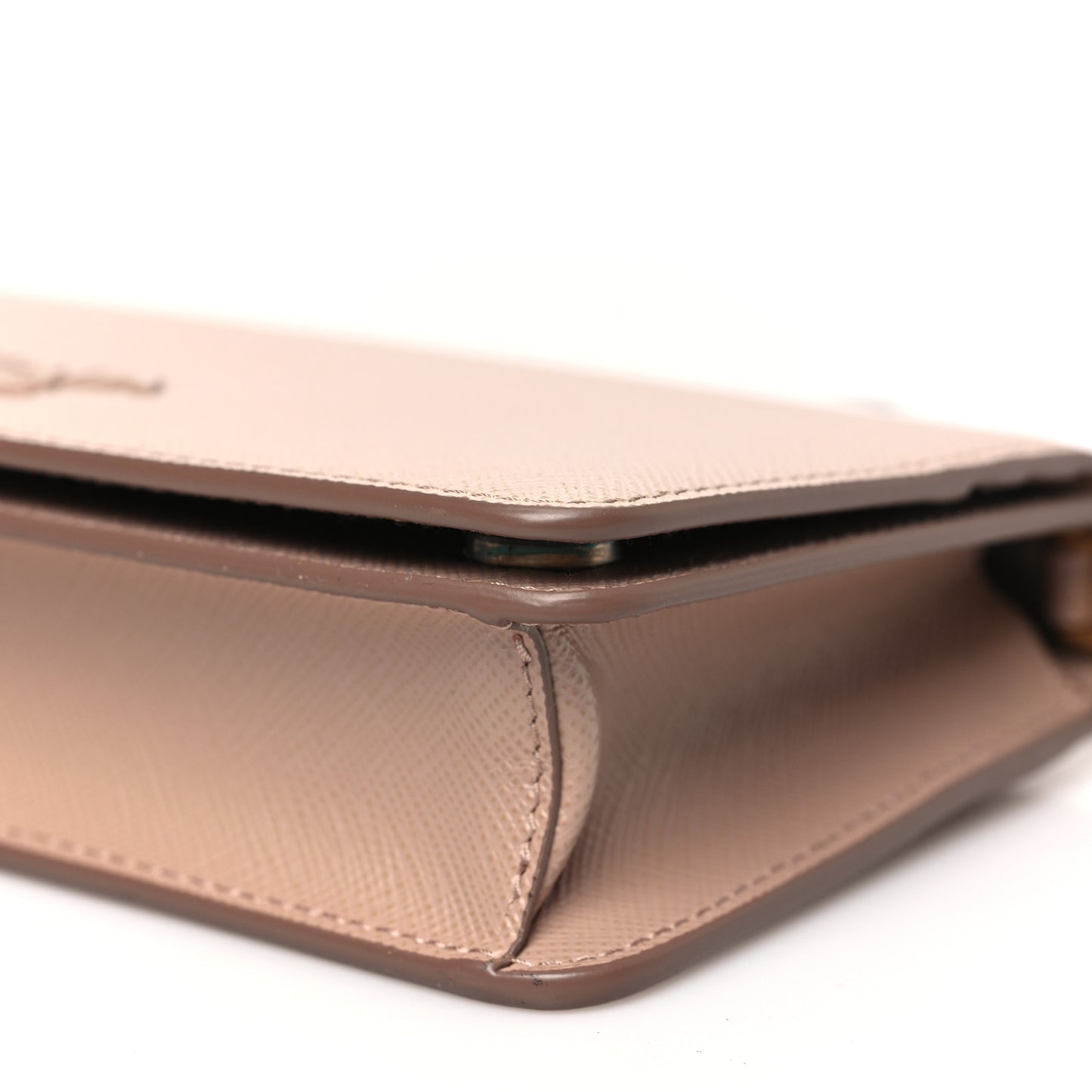 Saffiano Metal Mini Flap Crossbody Wristlet Bag Cammeo