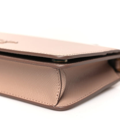 Prada Saffiano Metal Mini Flap Crossbody Wristlet Bag Cammeo 9 of 9
