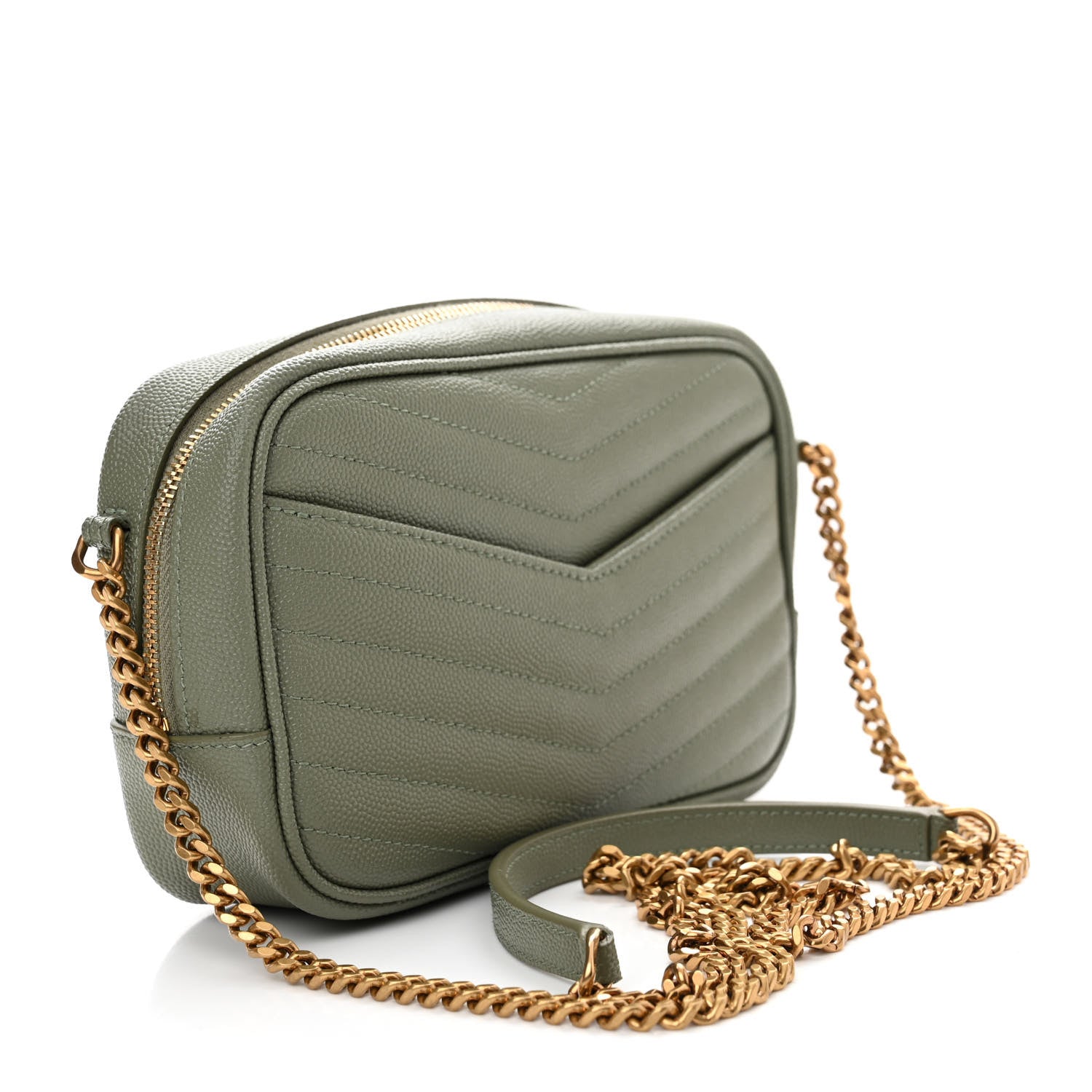 Saint Laurent Grain De Poudre Matelasse Monogram Mini Lou Camera Bag Light Sage 2 of 10