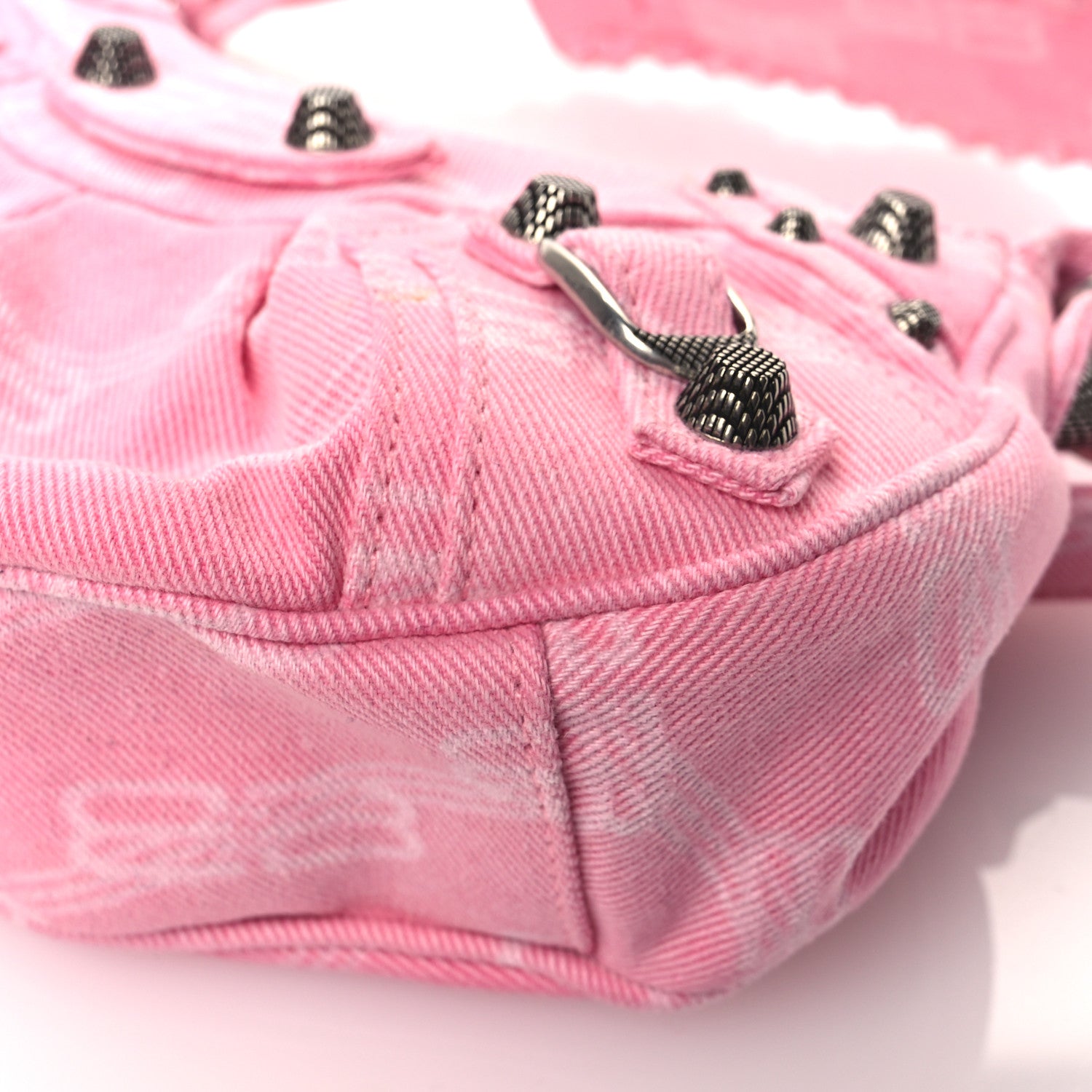 Balenciaga Denim BB Monogram Le Cagole Shoulder Bag XS Pink 10 of 11