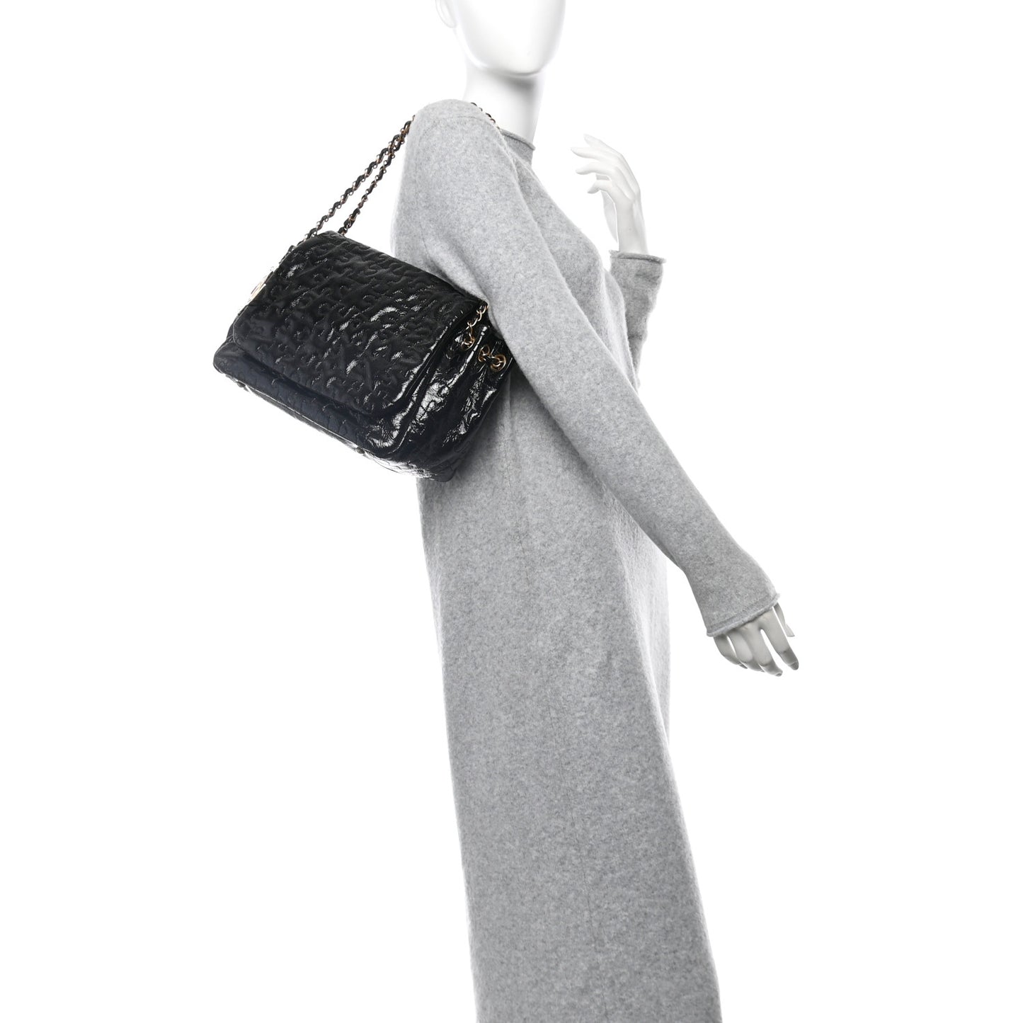 Patent Puzzle Accordion Flap Bag Black