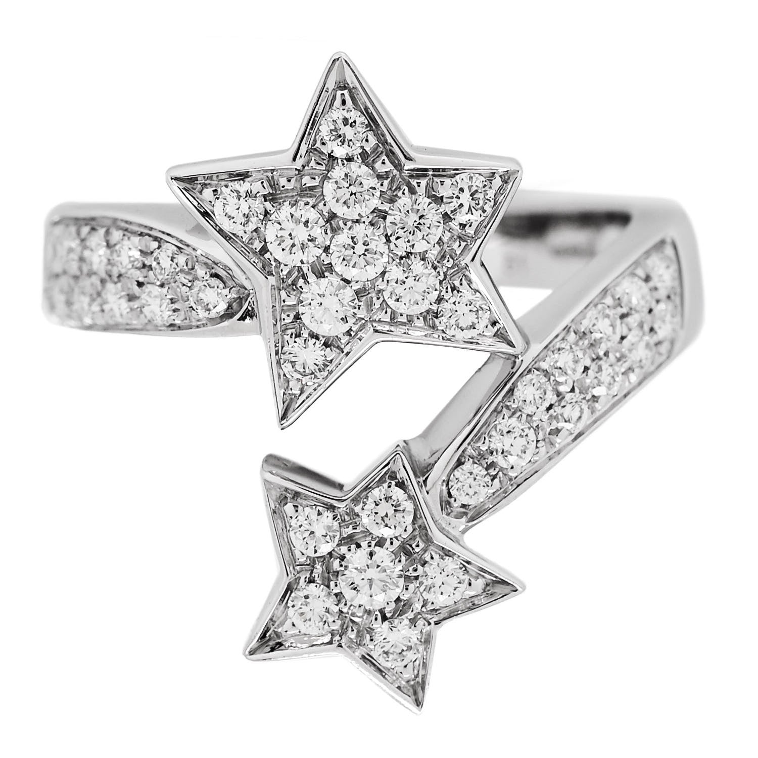 Chanel 18K White Gold Diamond Comete Geode Ring 51 5.75 1 of 5