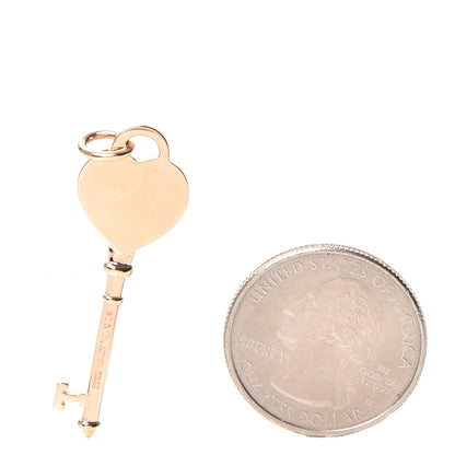 Tiffany 18K Rose Gold Diamond Heart Key Pendant 2 of 5