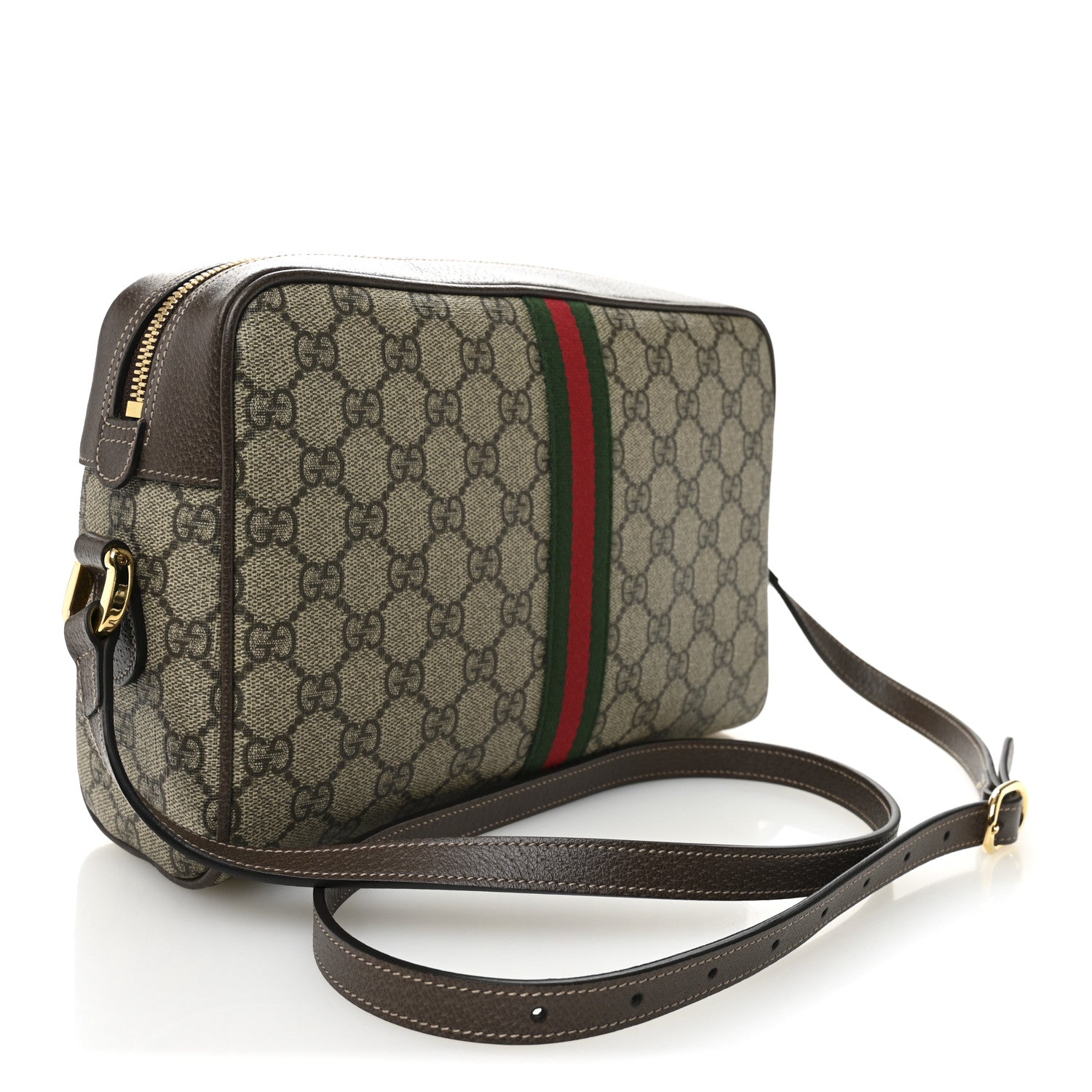 Gucci GG Supreme Monogram Web Small Ophidia Shoulder Bag Brown 3 of 11