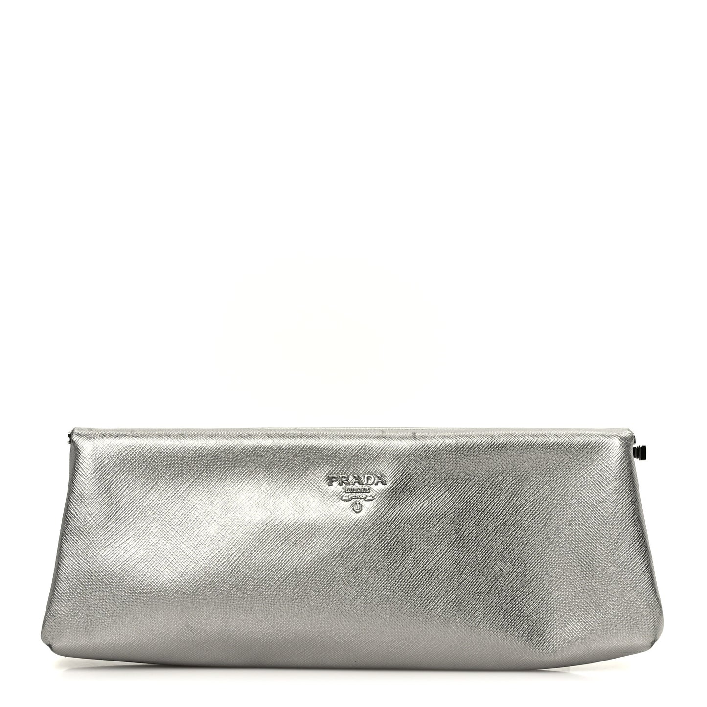 Metallic Saffiano Frame Clutch Cromo