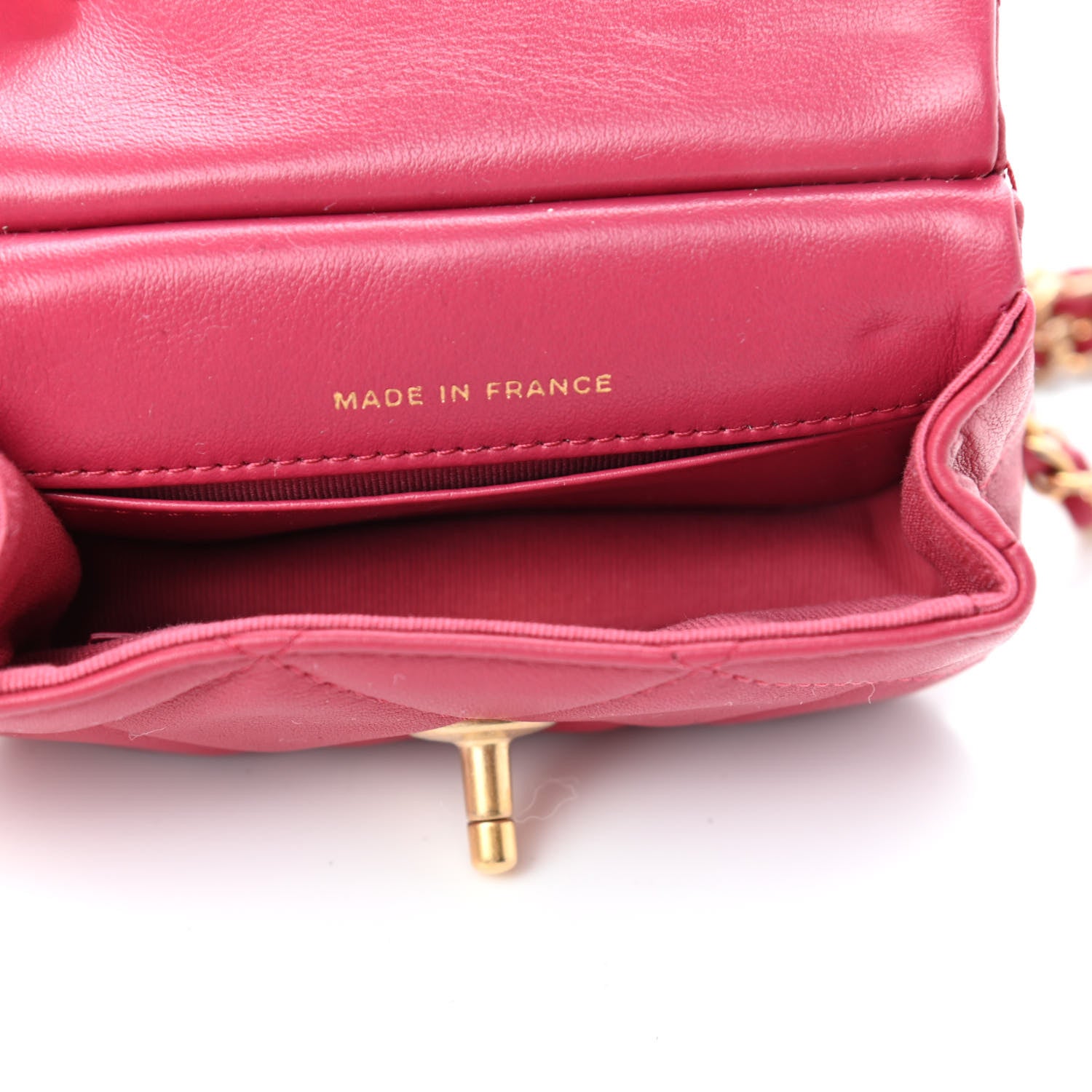 Chanel Calfskin Quilted Lady Handle Flap Card Holder With Chain Dark Pink 4 of 4
