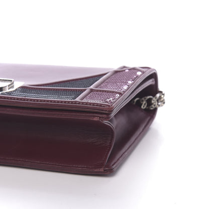 Christian Dior Lambskin Sequin Medium Diorama Flap Bag Plum 9 of 11