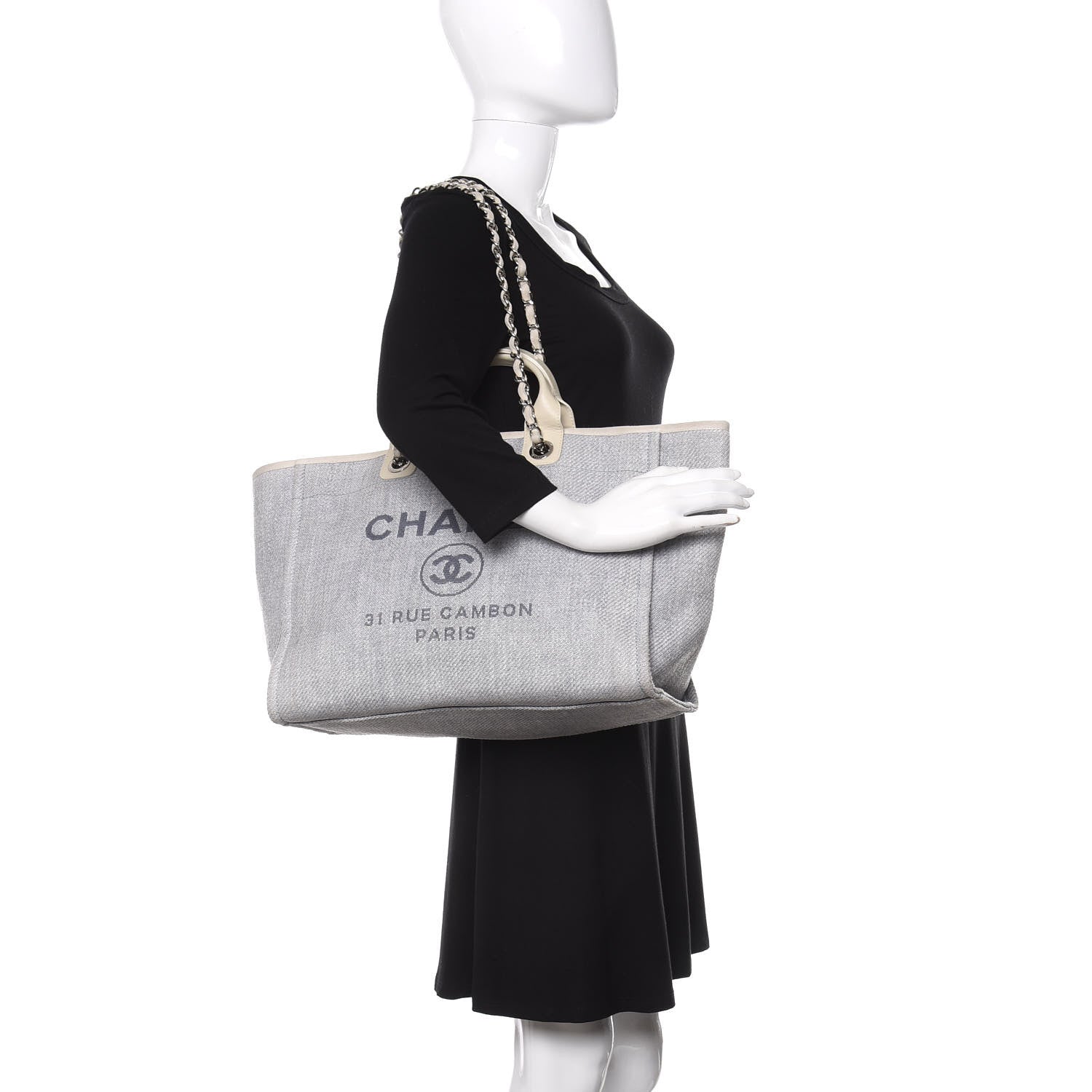 Chanel Canvas Medium Deauville Tote Denim Blue 2 of 13