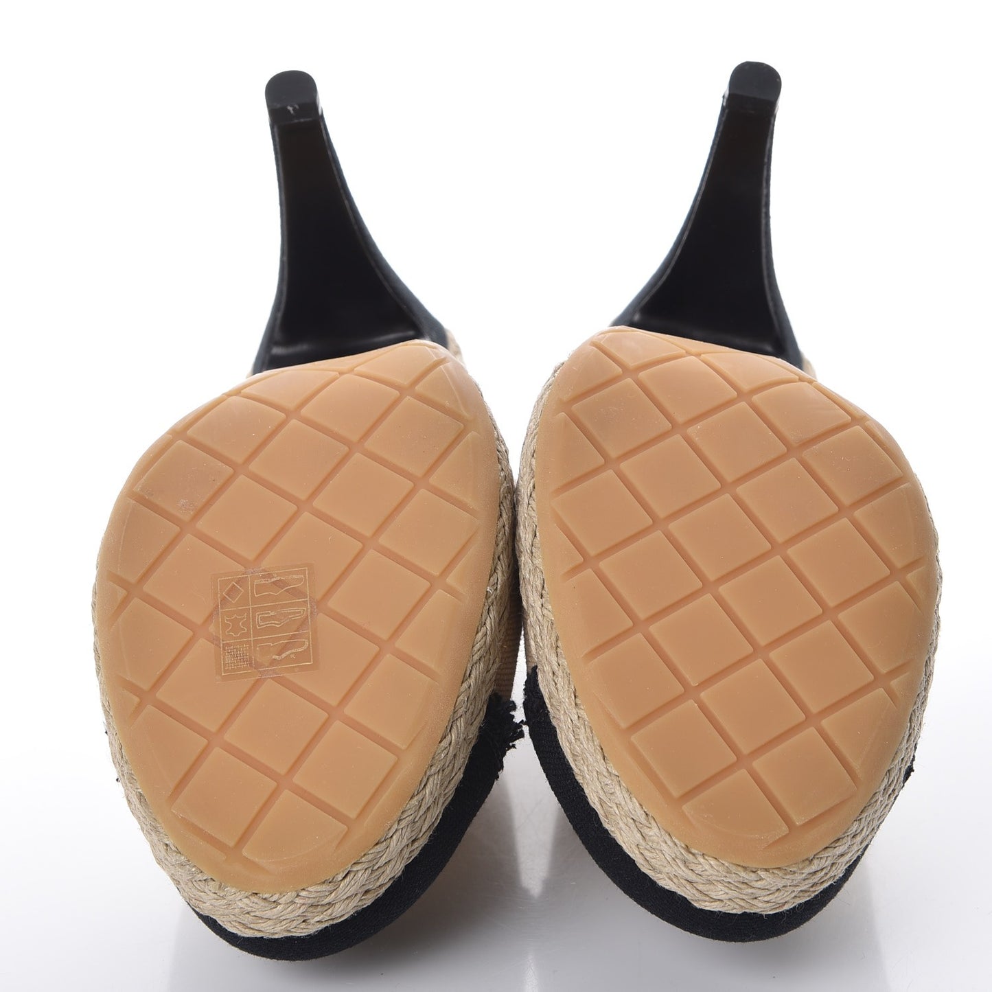 Toile Cap Toe Espadrille Pumps 39 Beige Black