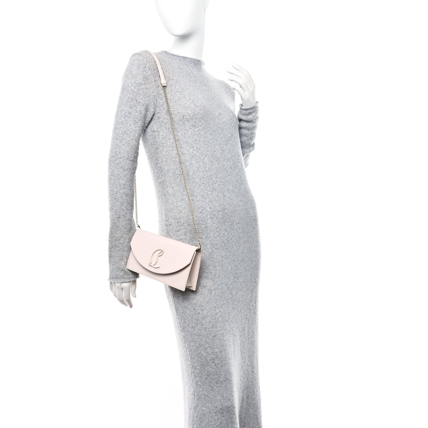 Patent Embossed Snakeskin Loubi54 Crossbody Clutch Pink