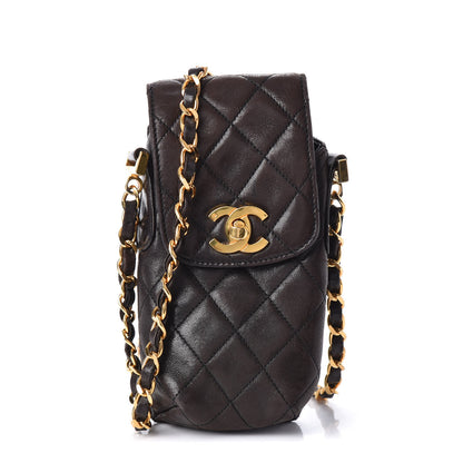 Chanel Lambskin Quilted Phone Holder Brown 1 of 9