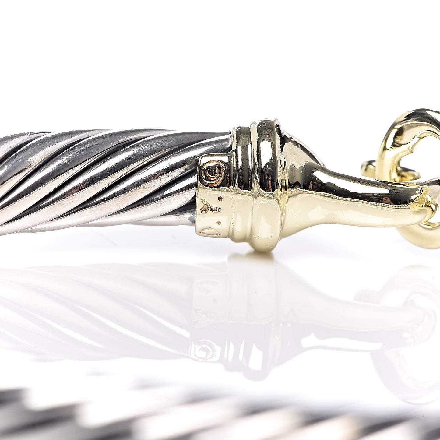 Sterling Silver 14K Yellow Gold 7mm Cable Classic Buckle Bracelet