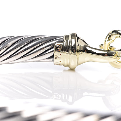 David Yurman Sterling Silver 14K Yellow Gold 7mm Cable Classic Buckle Bracelet 5 of 7