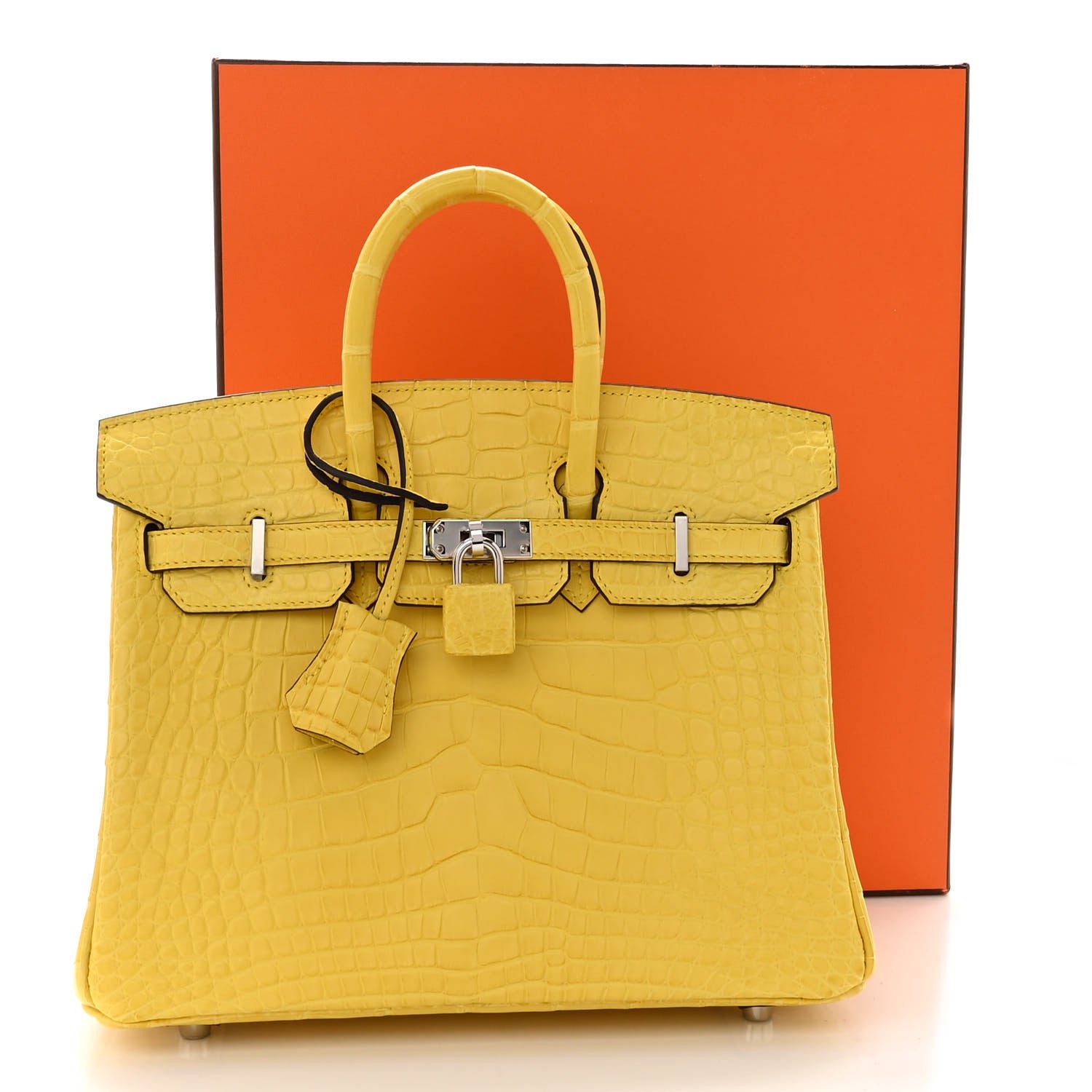 Hermes Matte Alligator Birkin 25 Mimosa 10 of 10