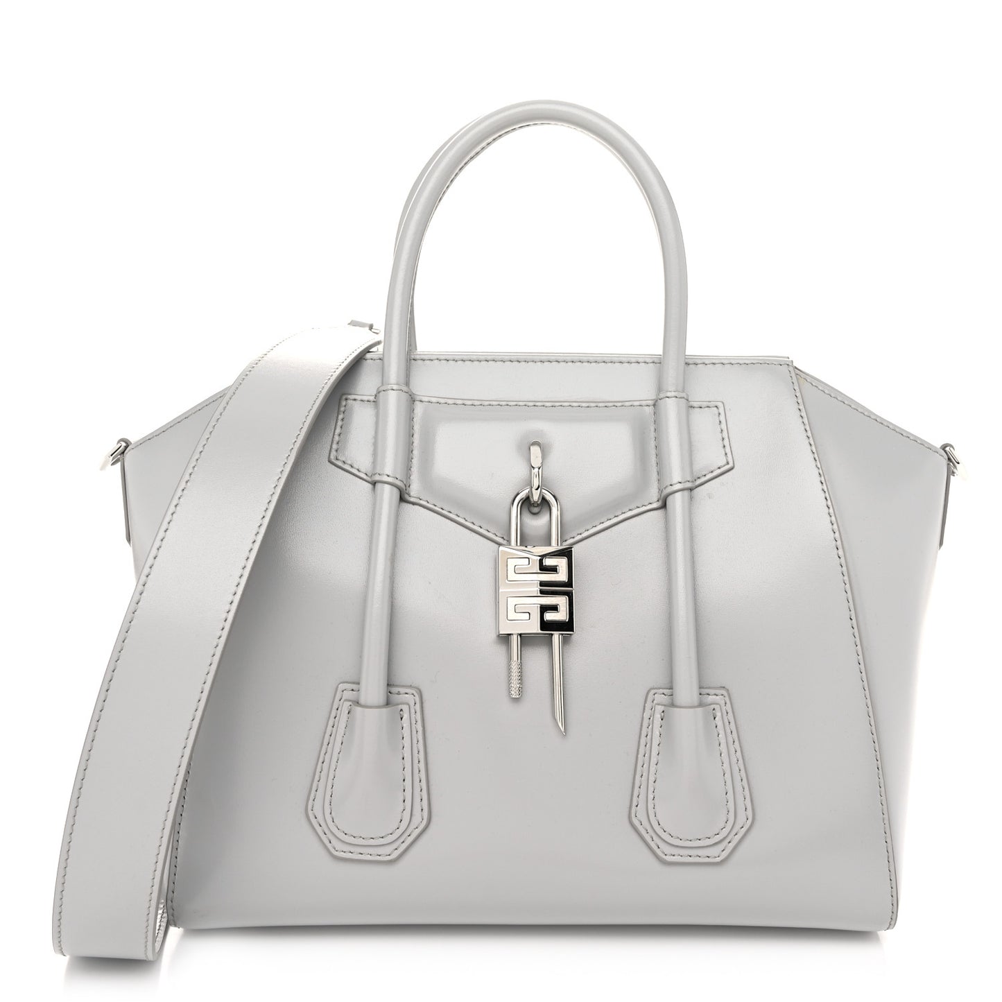 Box Calfskin Small Lock Antigona Shoulder Bag Cloud Grey