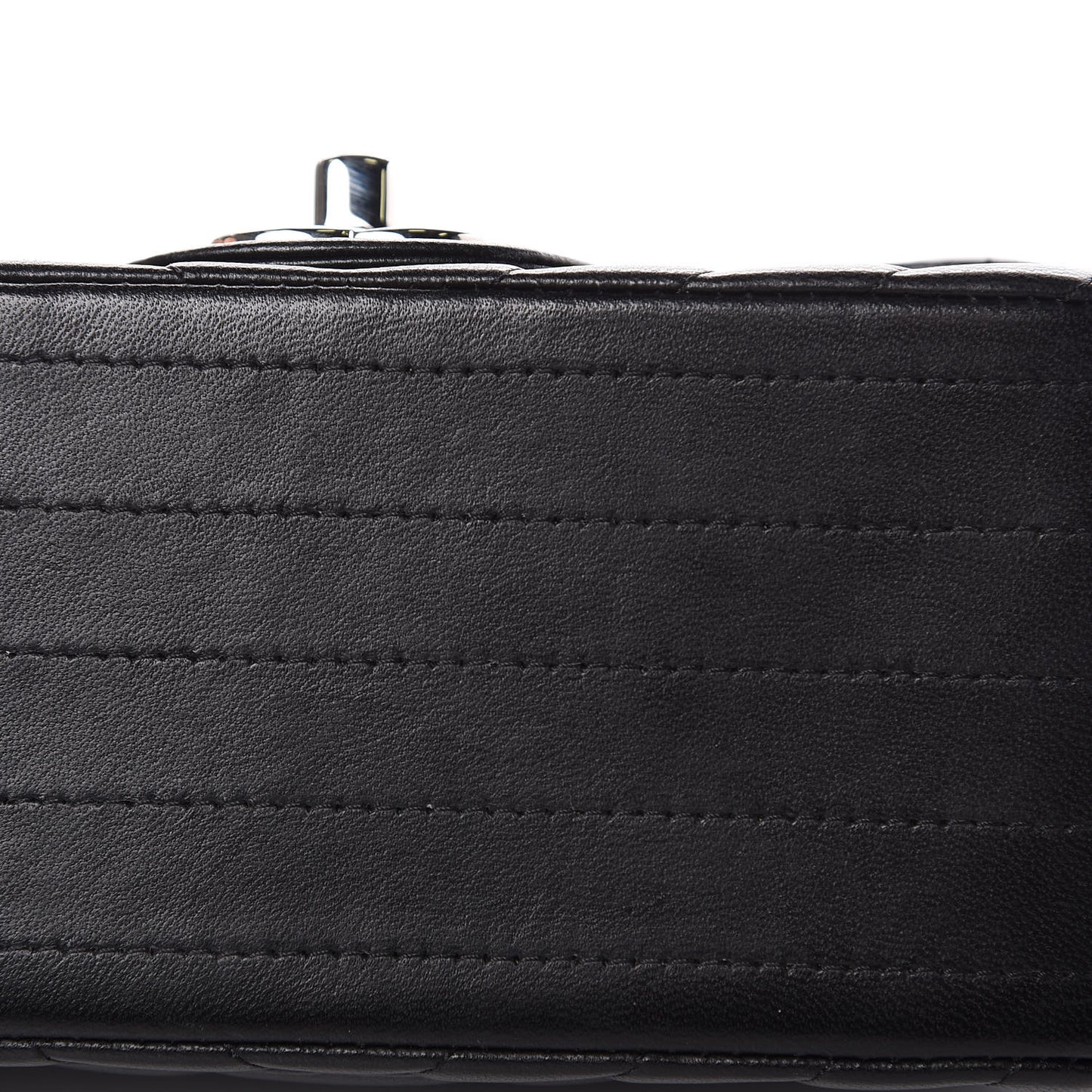 Lambskin Chevron Quilted Mini Square Flap Black