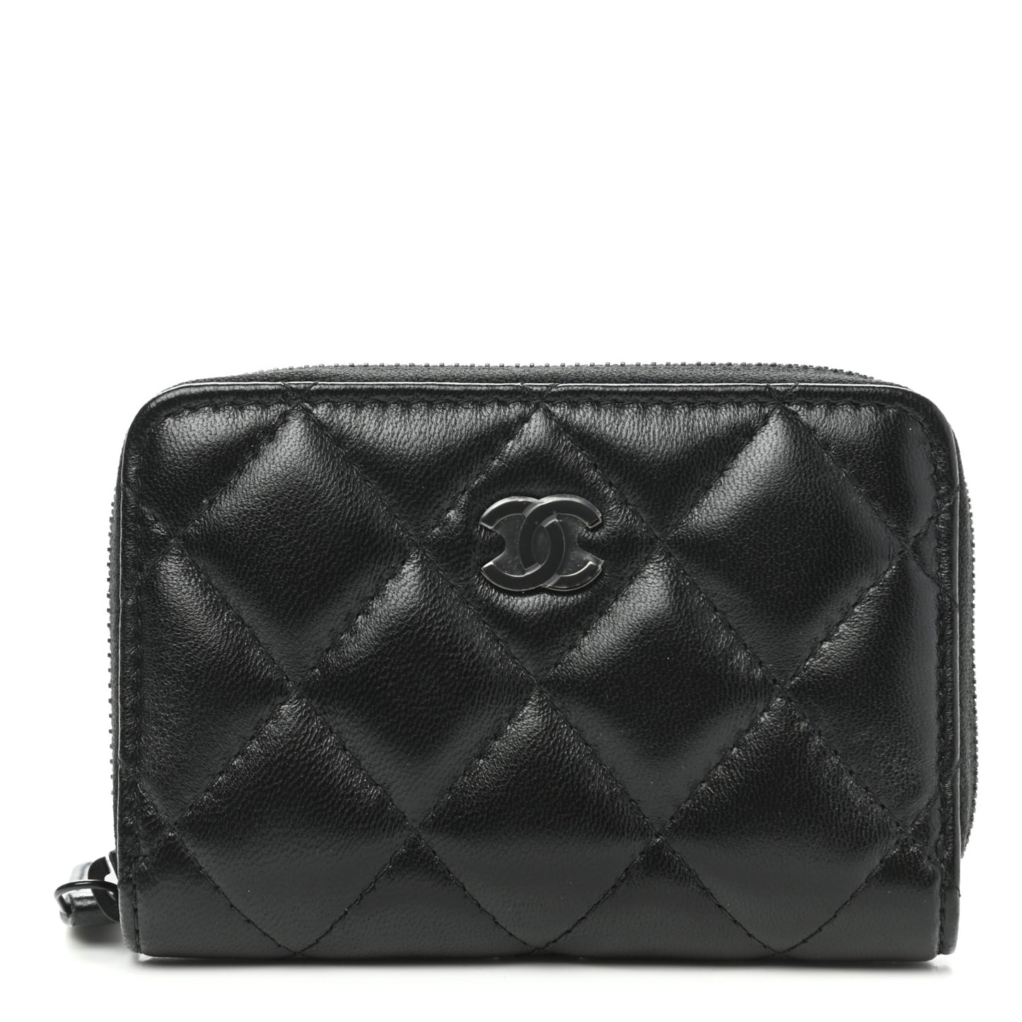 Lambskin Quilted Zip Coin Purse So Black