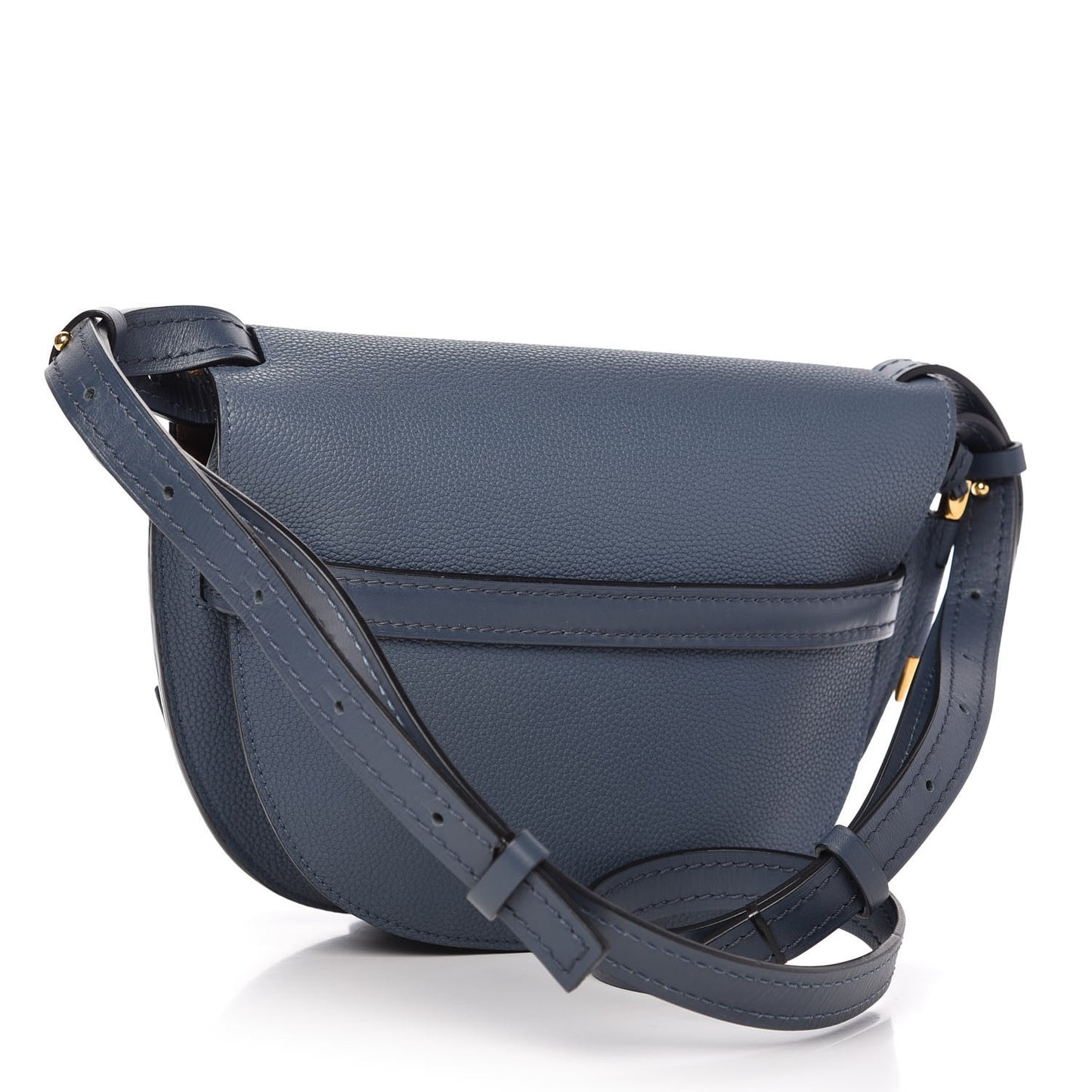 Grained Calfskin Mini Gate Crossbody Bag Steel Blue