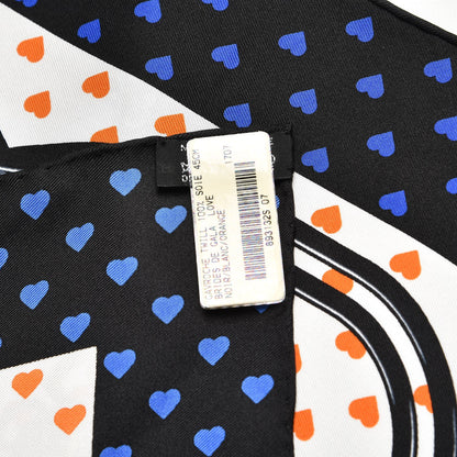 Hermes Silk Brides De Gala Love Pocket Square Black White Orange 5 of 6