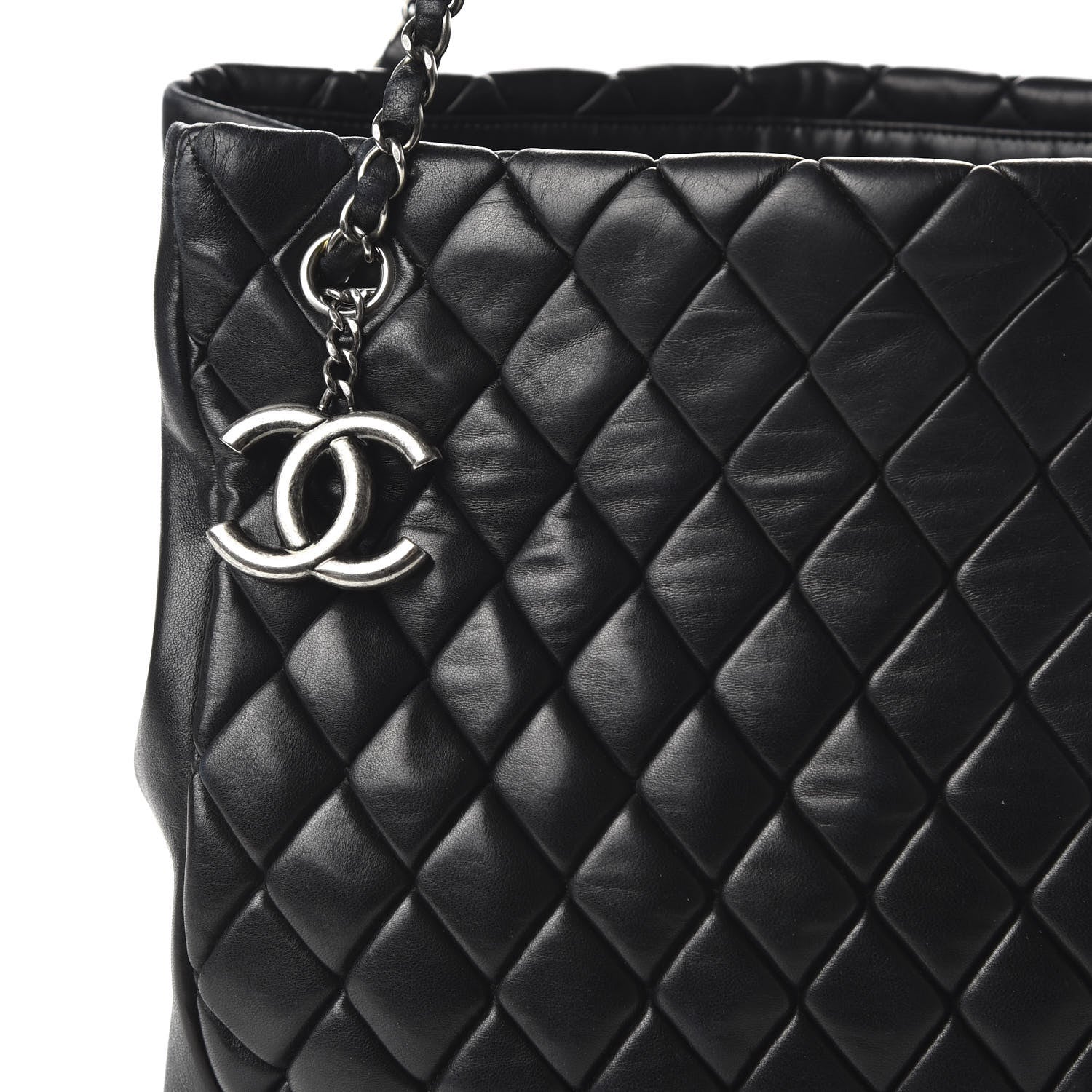 Chanel Lambskin Quilted Medium New Bubble North South Tote Black 10 of 10