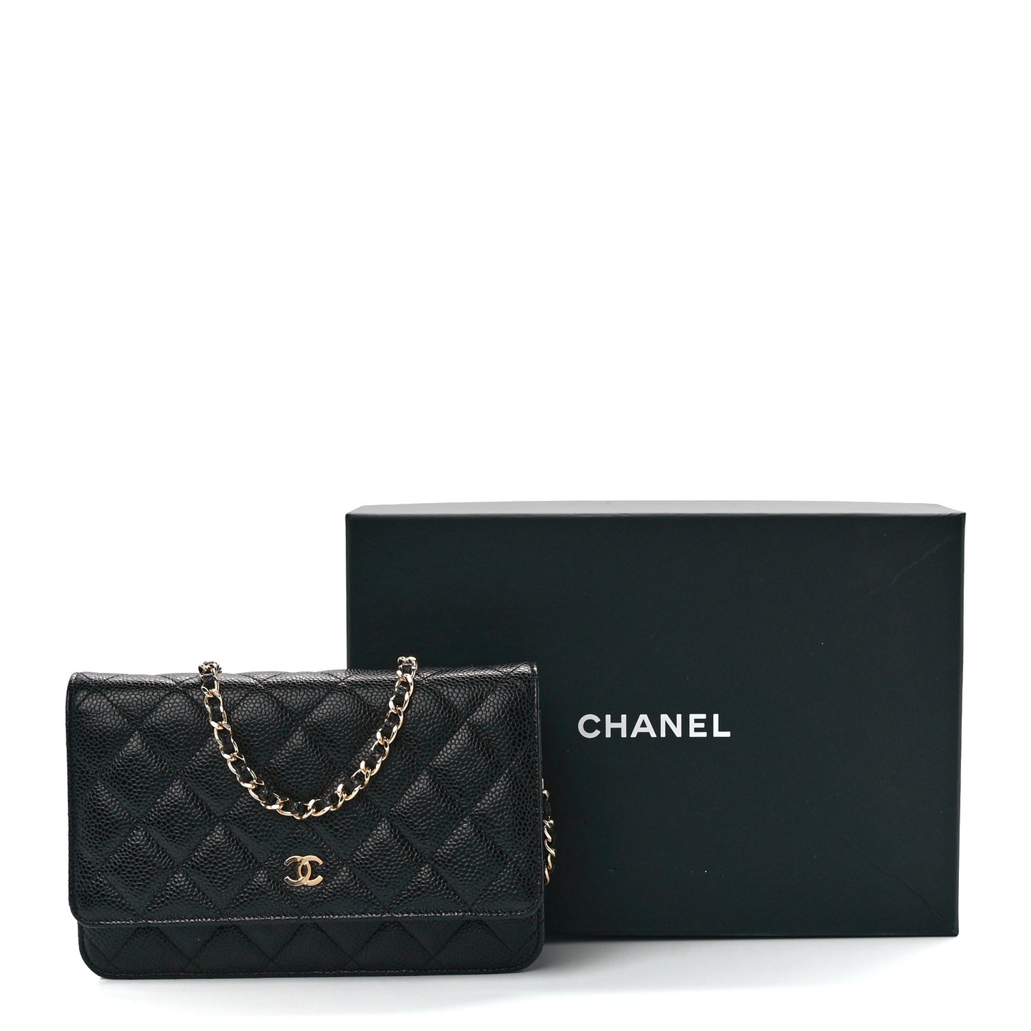 Caviar Quilted Wallet On Chain WOC Black