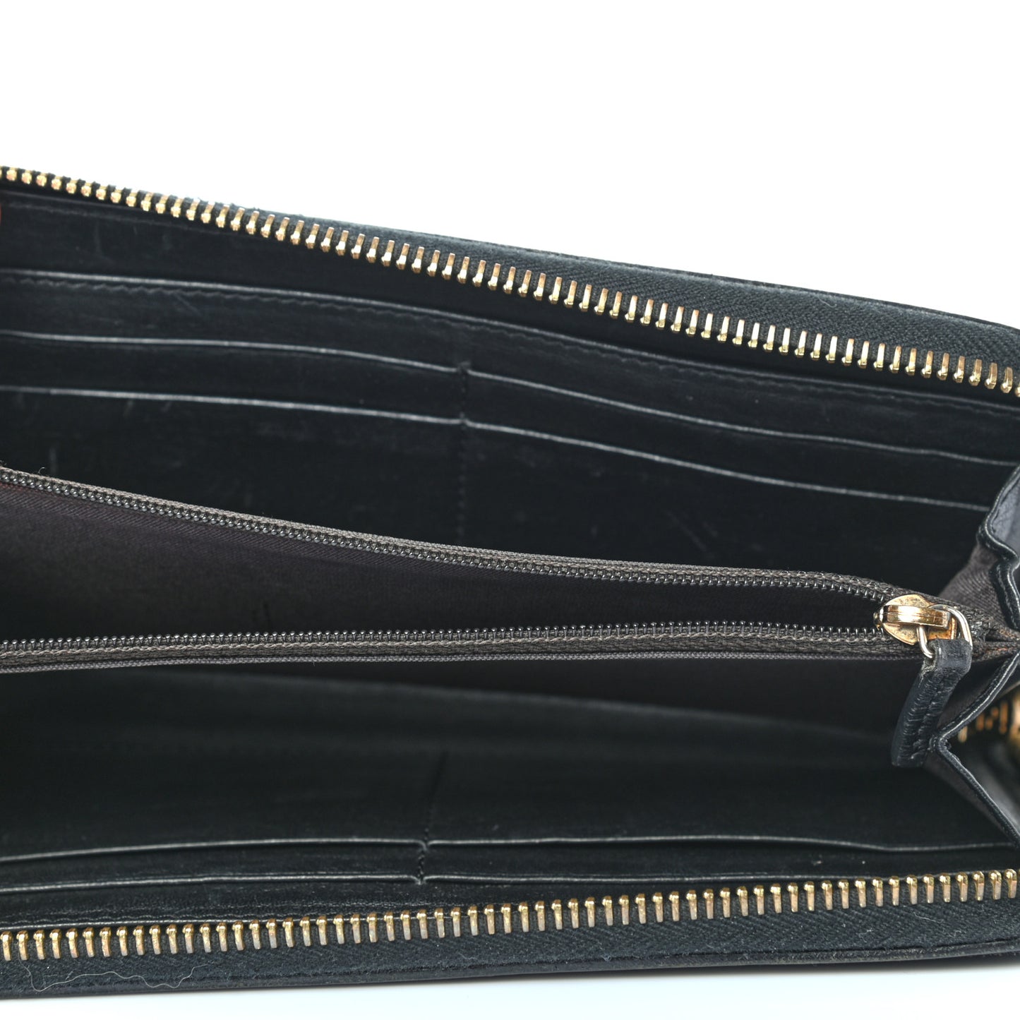 Pequin Cuoio Vegetale Zip Around Wallet Tobacco Black