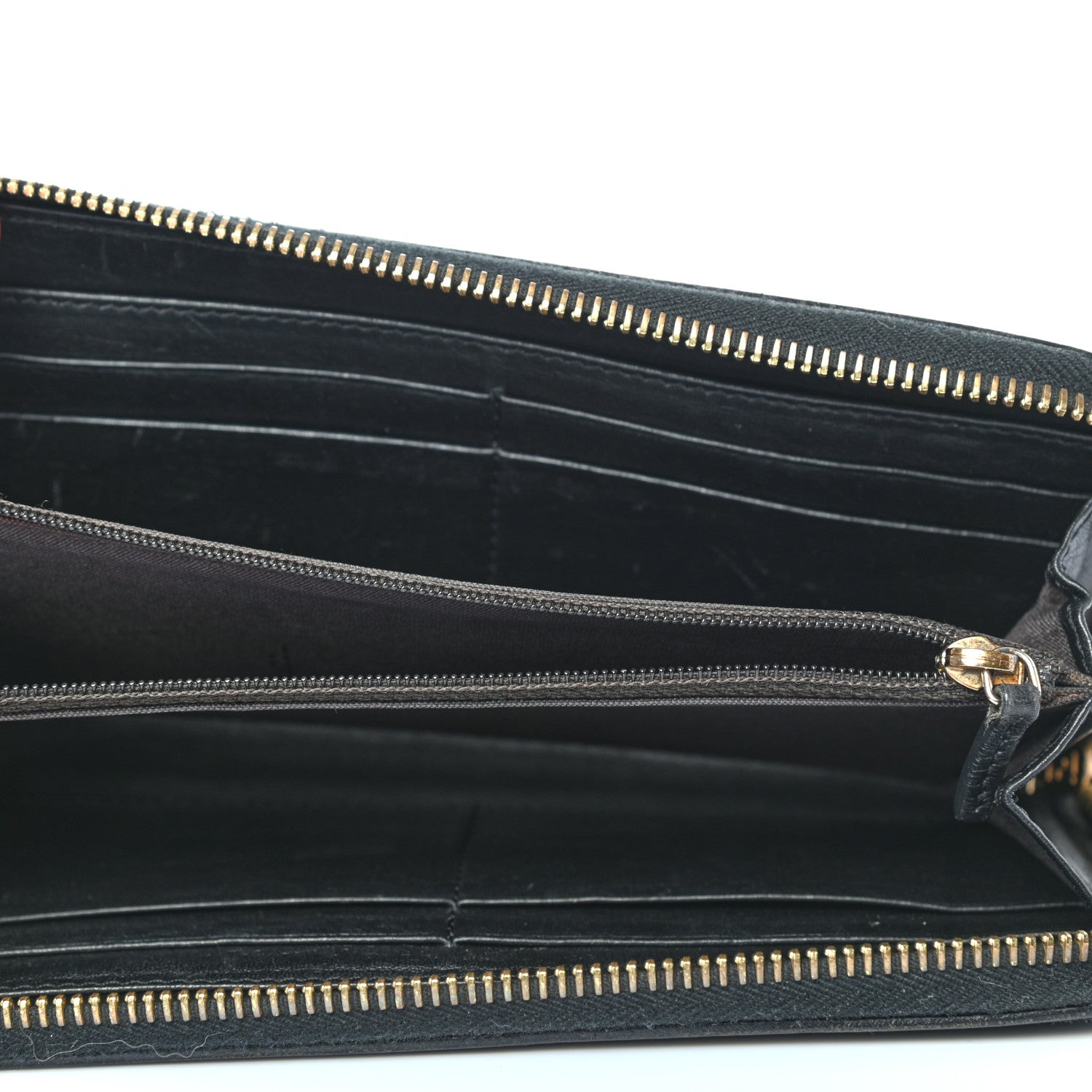 Fendi Pequin Cuoio Vegetale Zip Around Wallet Tobacco Black 5 of 8