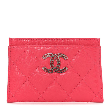 Chanel Caviar Quilted CC Logo Card Holder Pink 1 of 9