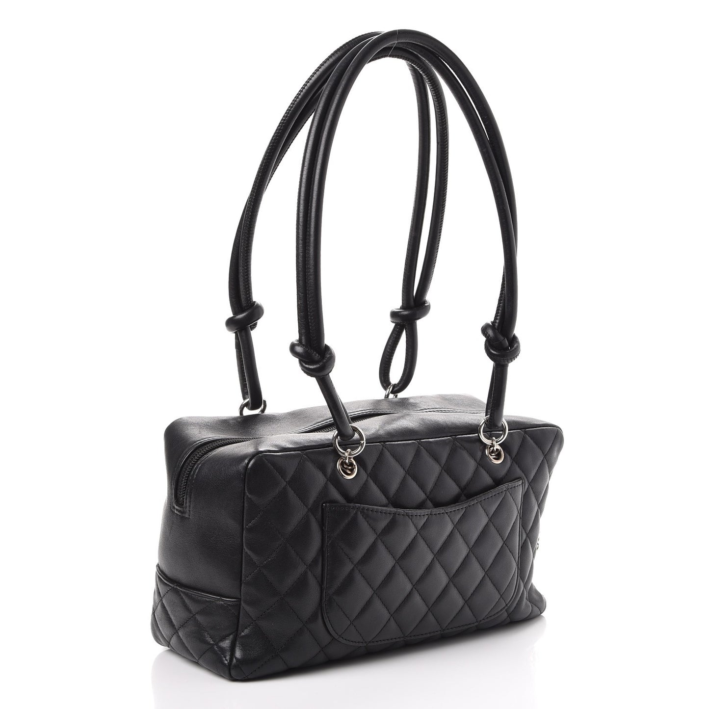 Calfskin Quilted Large Cambon Bowler Black White