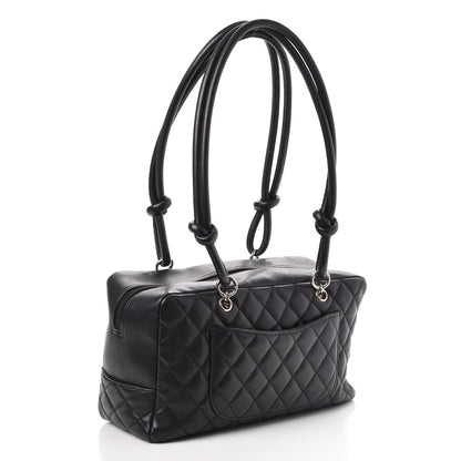 Chanel Calfskin Quilted Large Cambon Bowler Black White 3 of 15