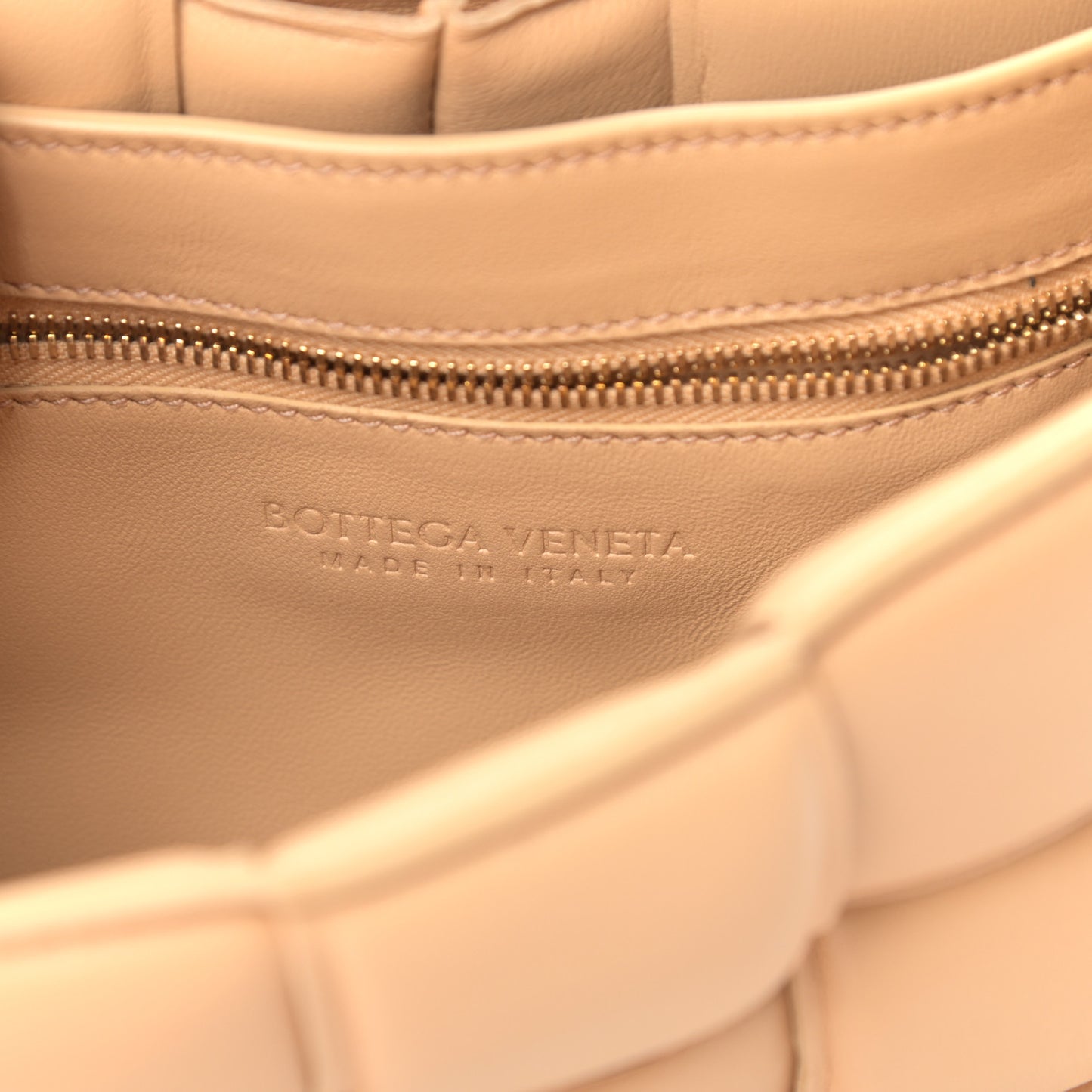 Nappa Maxi Intreccio Padded Cassette Crossbody Bag Almond