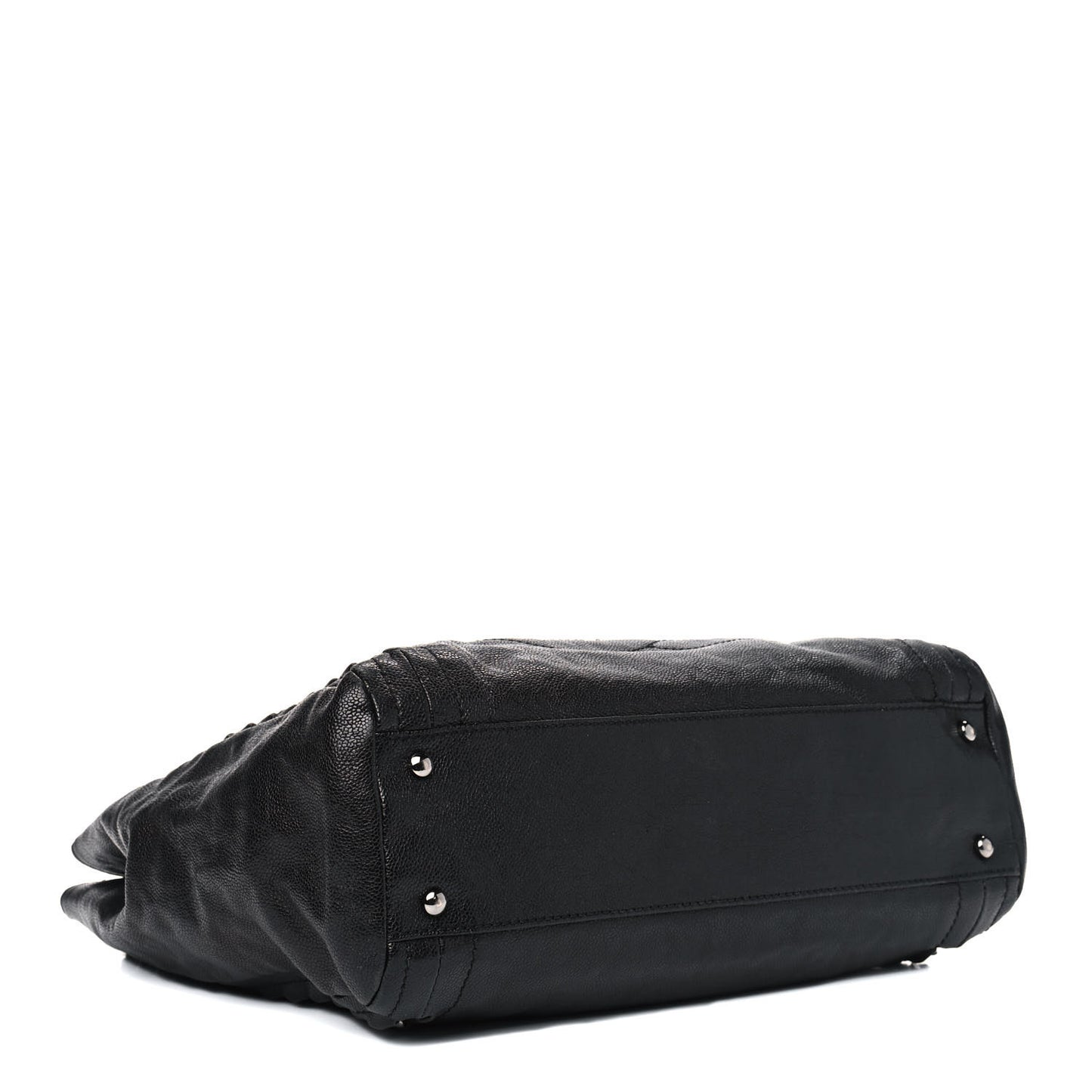 Glazed Caviar Modern Chain Tote Black