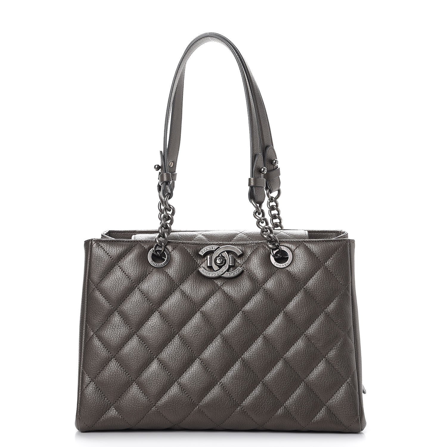 Chanel Metallic Goatskin Quilted Large City Rock Shopping Bag Silver 1 of 7