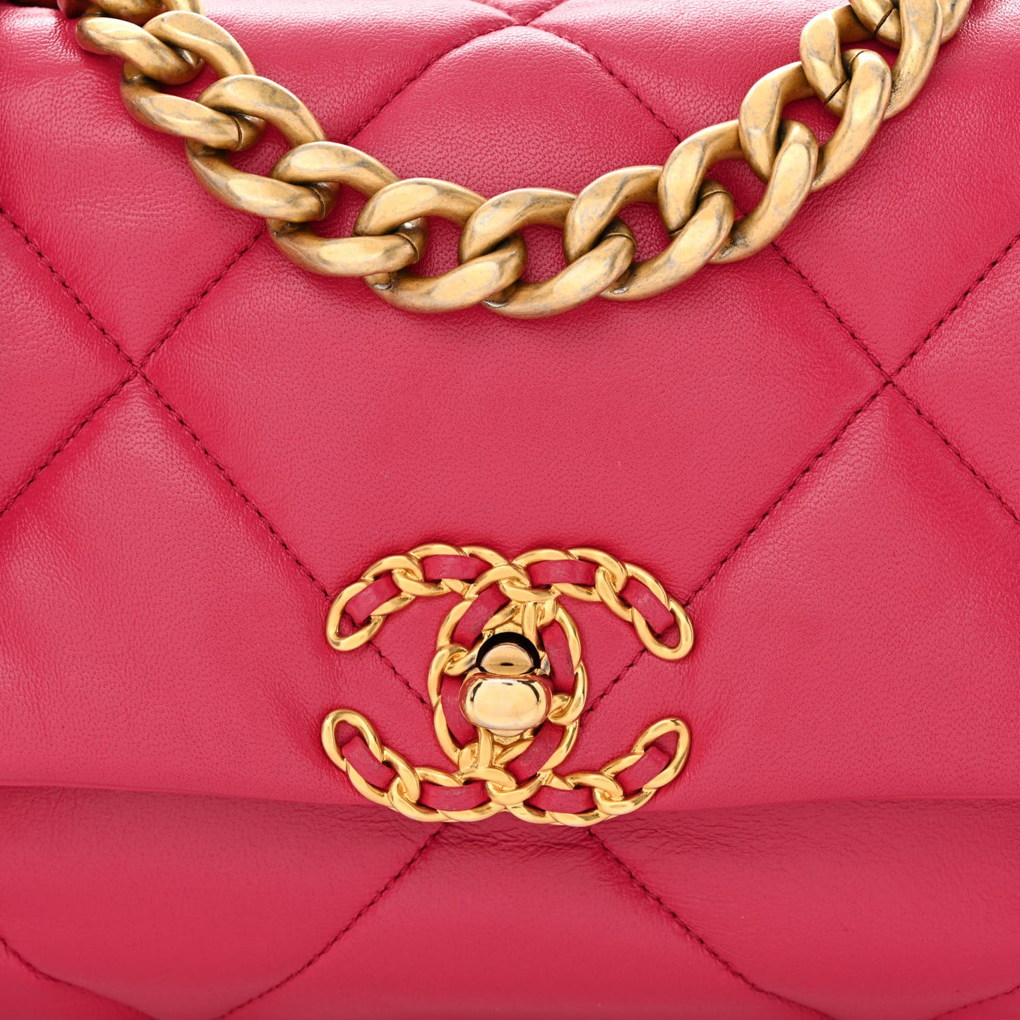 Lambskin Quilted Medium Chanel 19 Flap Dark Pink