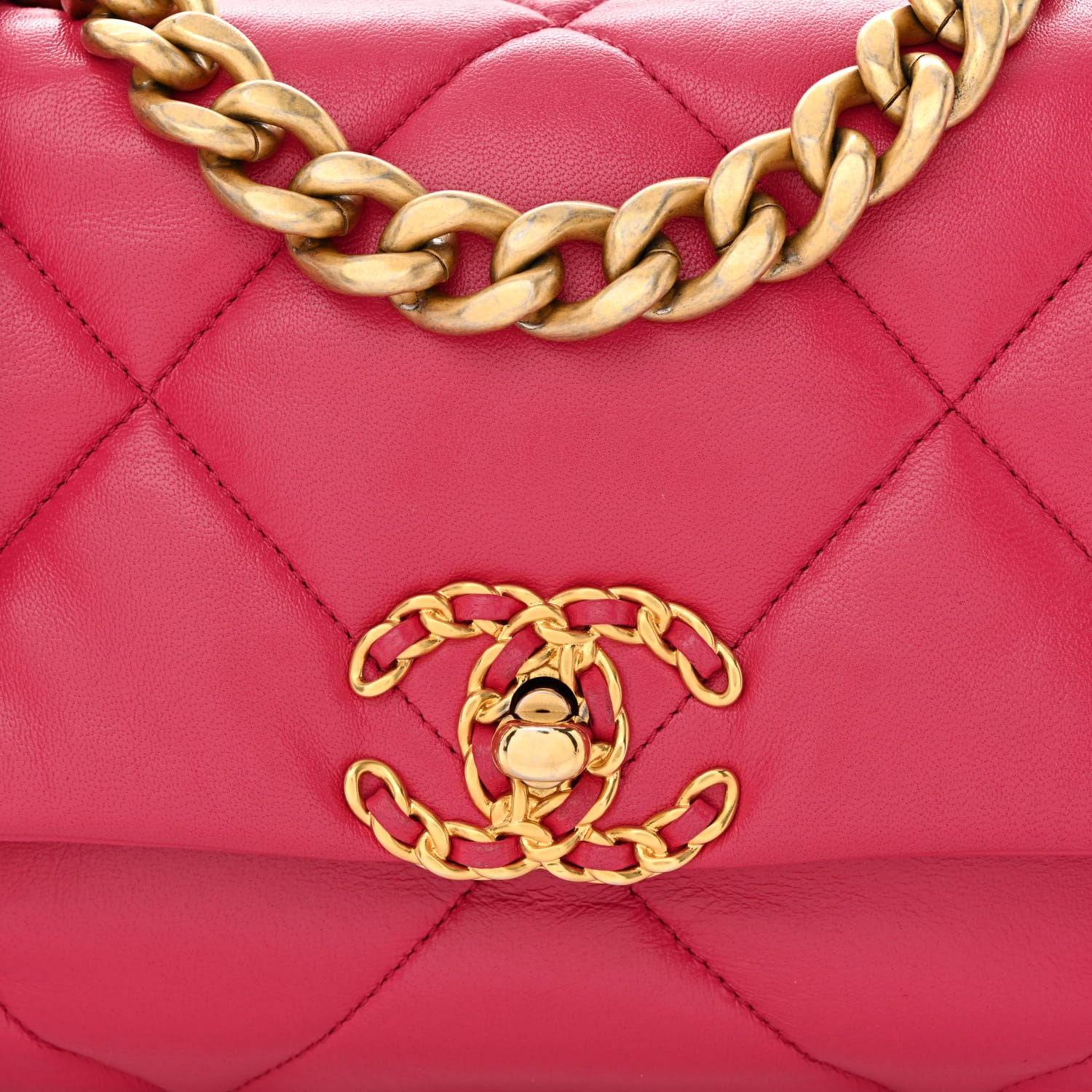 Chanel Lambskin Quilted Medium Chanel 19 Flap Dark Pink 8 of 10