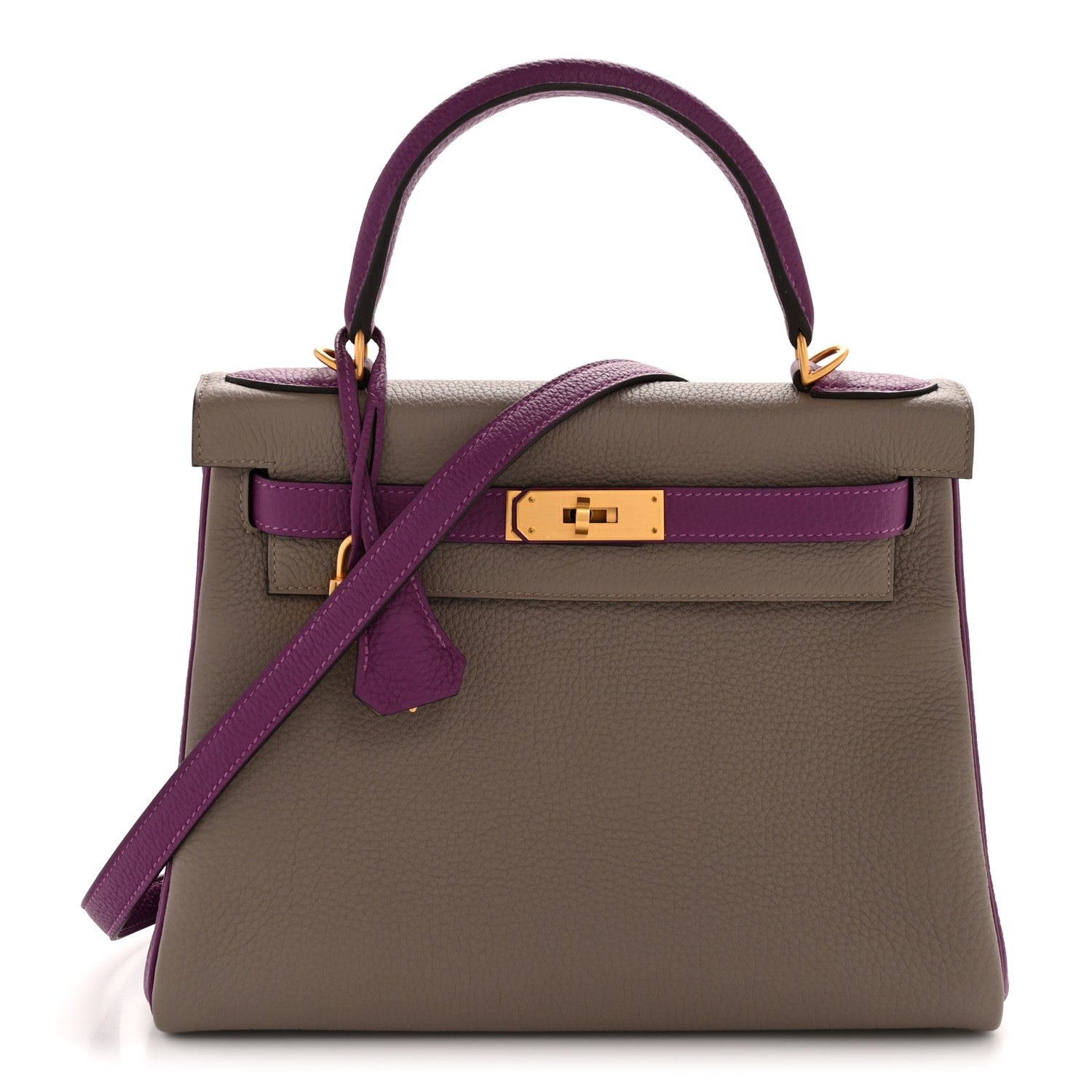 Hermes Togo Horseshoe Kelly Retourne 28 Gris Asphalte Anemone 1 of 15