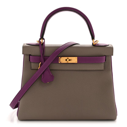 Hermes Togo Horseshoe Kelly Retourne 28 Gris Asphalte Anemone 1 of 15