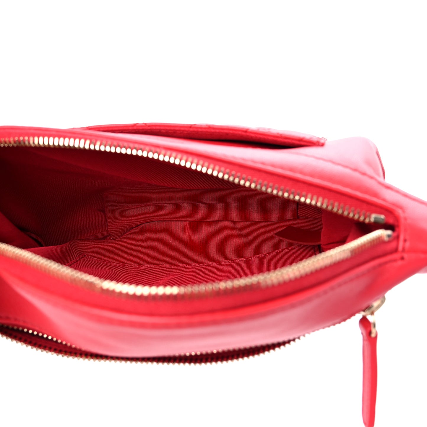 Lambskin Bi Quilted Waist Bag Fanny Pack Red