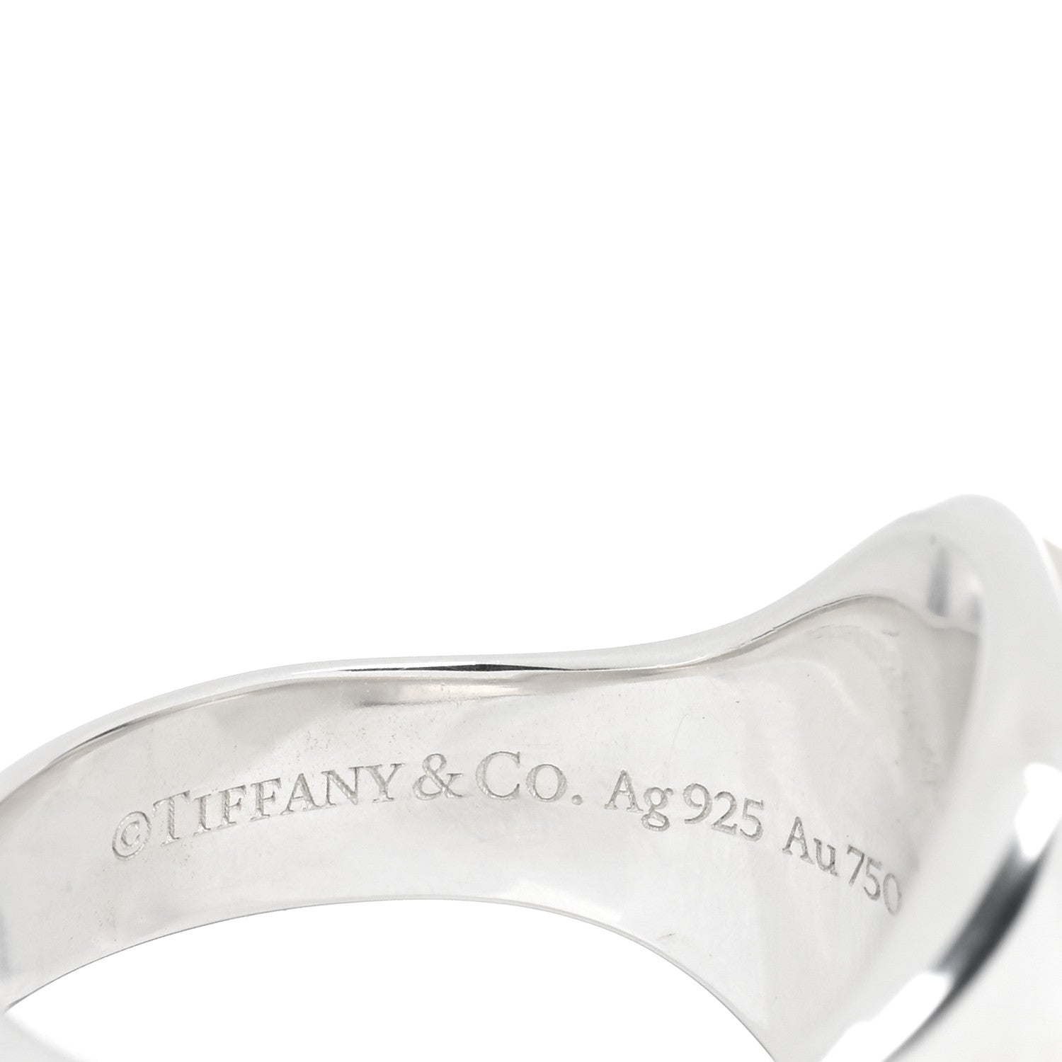 Tiffany Sterling Silver 18K Yellow Gold Signet Ring 60 9 4 of 7