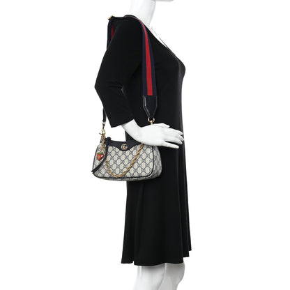 Gucci GG Supreme Monogram Textured Dollar Calfskin Web Small Ophidia GG Handbag Beige Blue 2 of 11