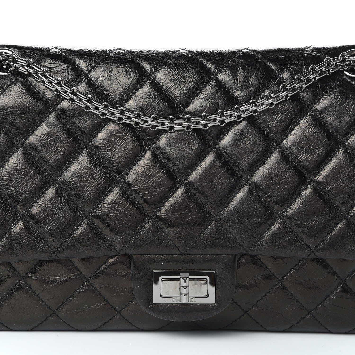 Chanel Glazed Aged Calfskin Quilted 2.55 Reissue 227 Flap Black 10 of 11