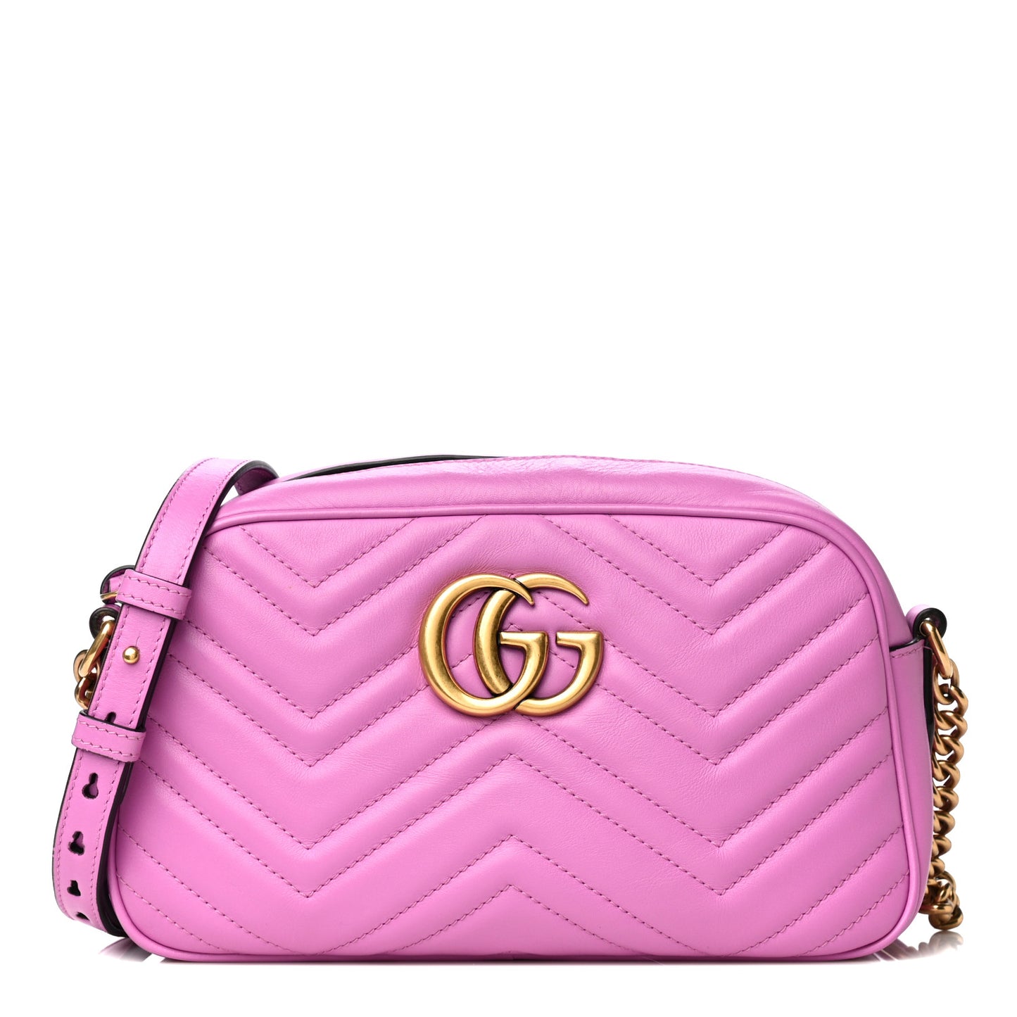 Calfskin Matelasse Small GG Marmont Chain Shoulder Bag Candy Mousse