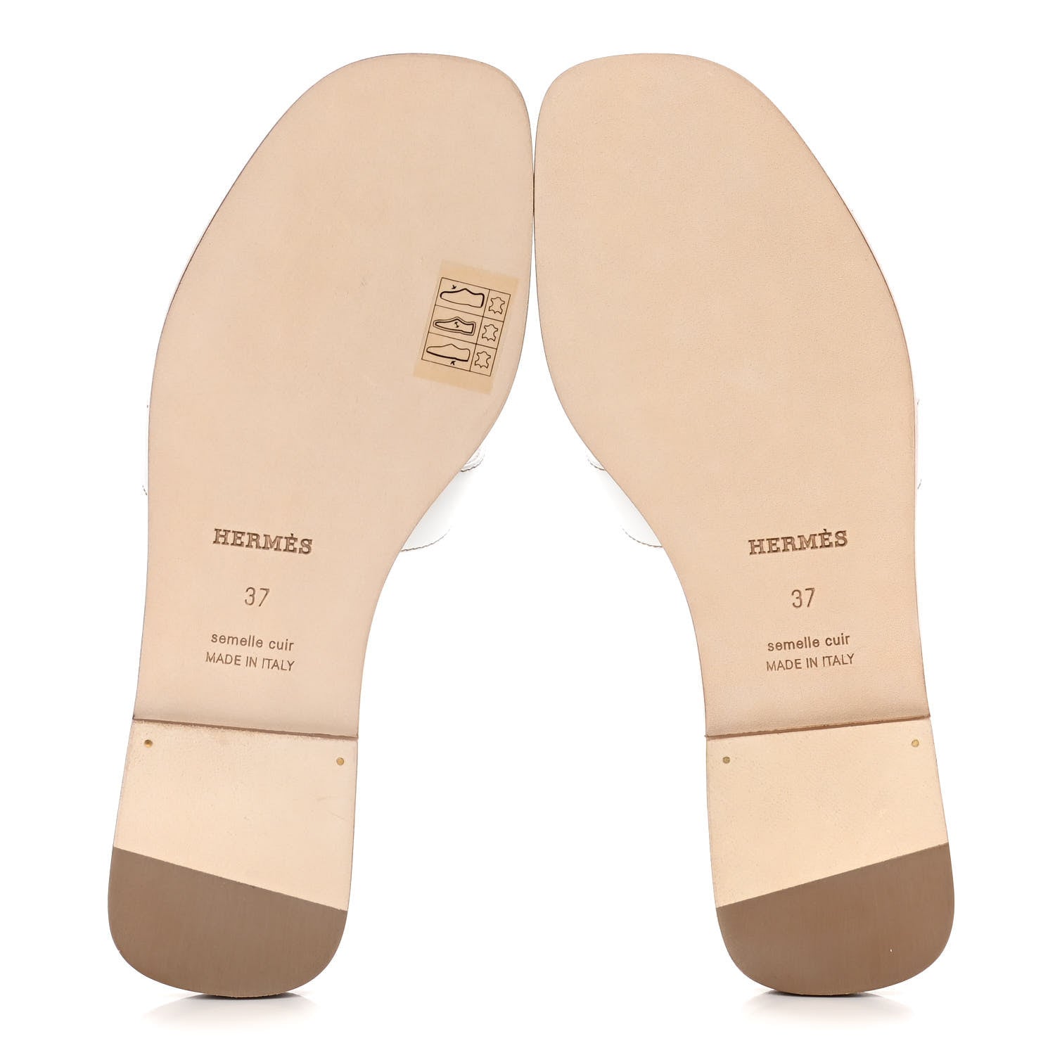 Hermes Box Calfskin Oran Sandals 37 White 8 of 11