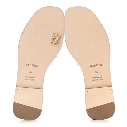 Hermes Box Calfskin Oran Sandals 37 White 8 of 11