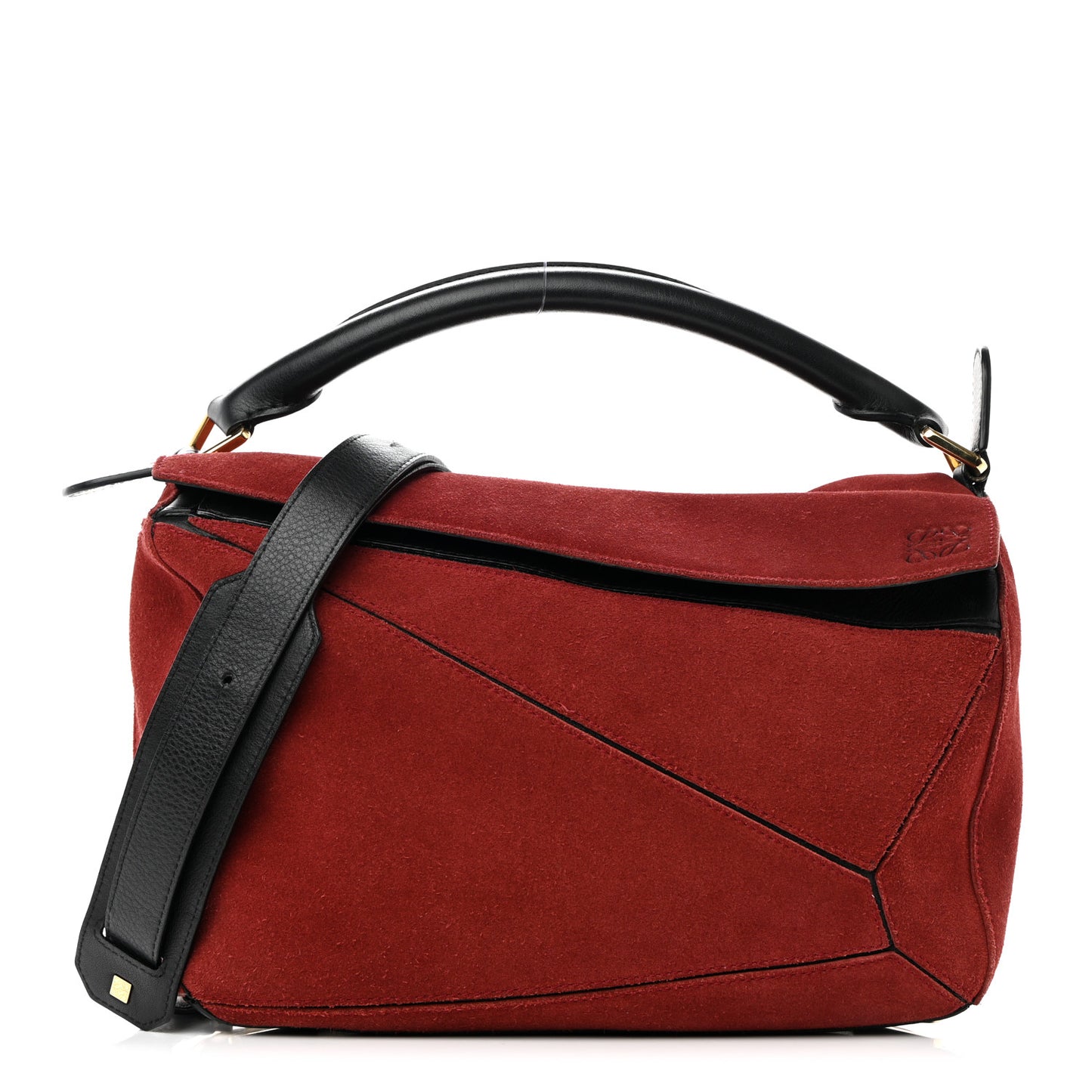 Suede Medium Puzzle Bag Red