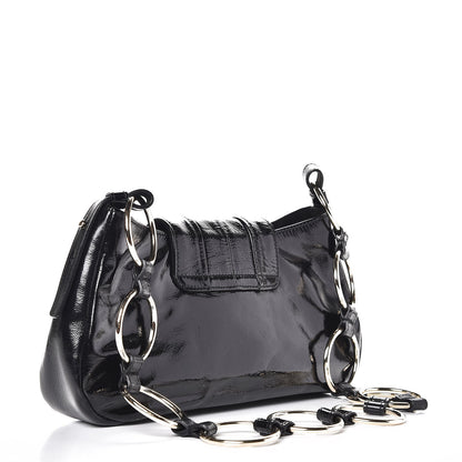 Saint Laurent Textured Patent Corset Chain Shoulder Bag Black 3 of 7
