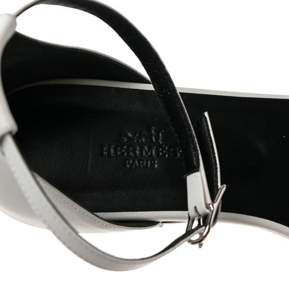 Hermes Calfskin Desiree Sandals 39.5 White 6 of 9