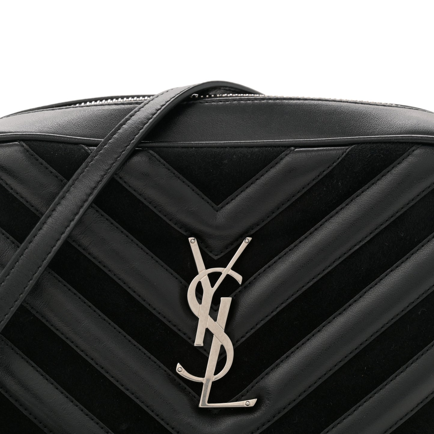 Calfskin Suede Matelasse Monogram Lou Camera Bag Black