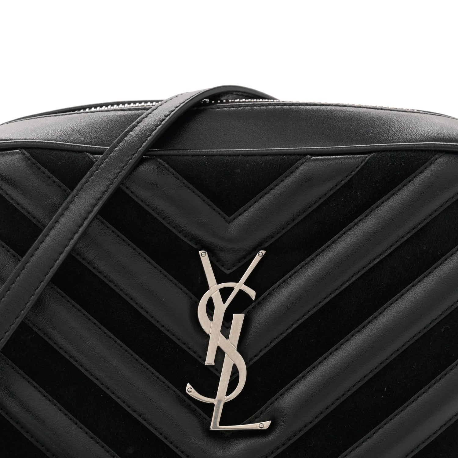 Saint Laurent Calfskin Suede Matelasse Monogram Lou Camera Bag Black 8 of 13
